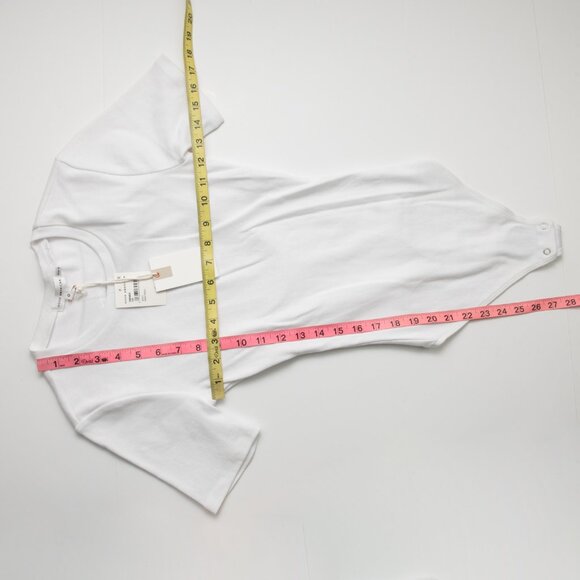 Good American Bodysuit Short Sleeve Ribbed Crew Neck Open Back White Size 0 XS - Picture 9 of 9